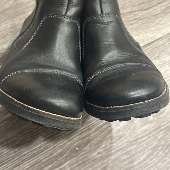 Rieker Ron Ankle Boot Black Leather Side Zip Comfort Lug Sole Warm Lining Wide 9 - Picture 3 of 8